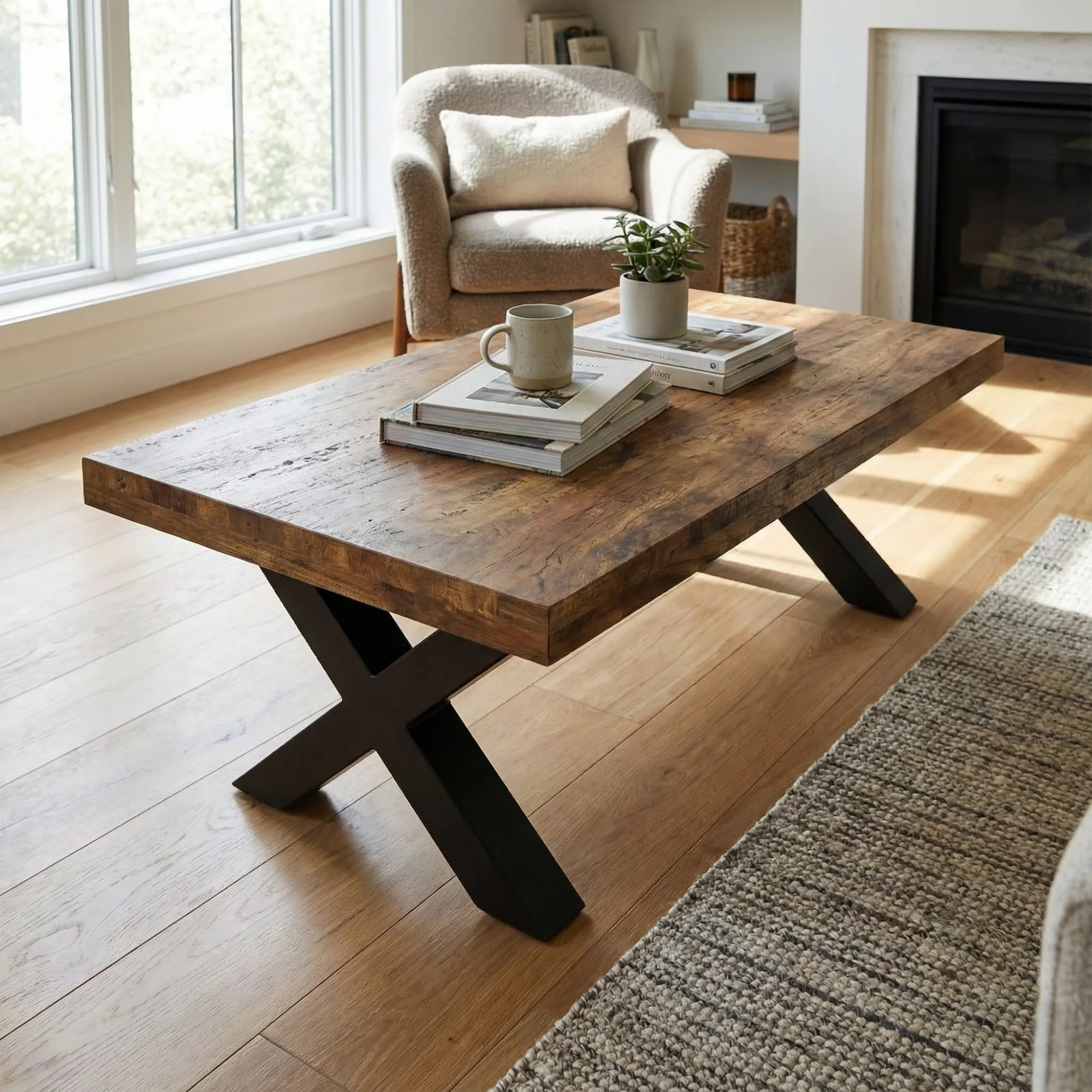 Rectangular Solid Wood Coffee Table - view 2